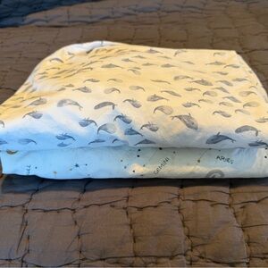 Pottery Barn Kids Organic Cotton Whale and Zodiac Crib Sheets - White and Gray